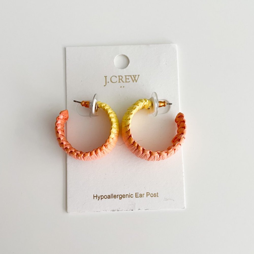 J. Crew Factory Wrapped Woven Hoop Earrings (Orange Ombre) - Picture 3 of 3